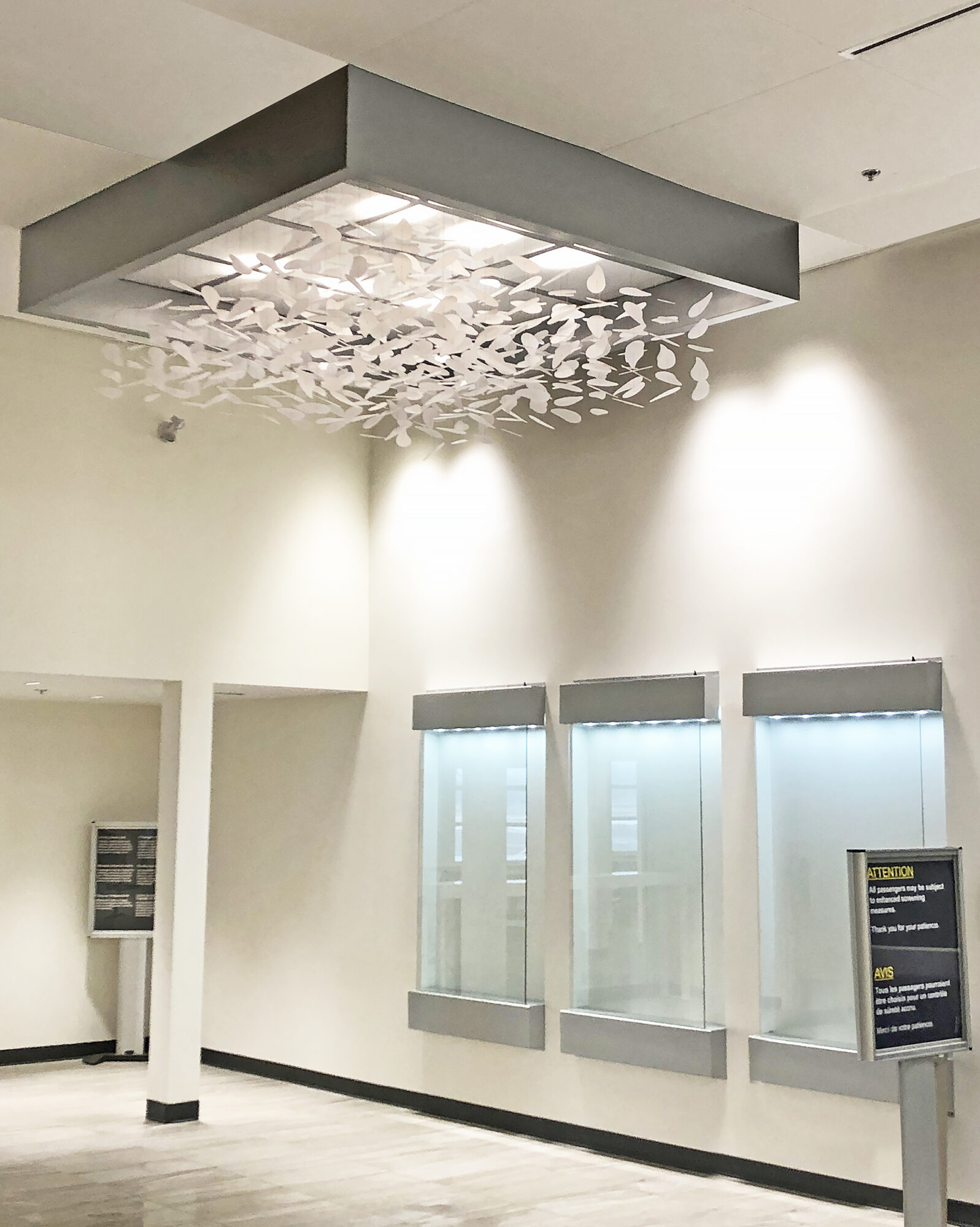 Penticton Airport – Themeworks Pendant Fixture and Wall Display Units in Departure Lounge