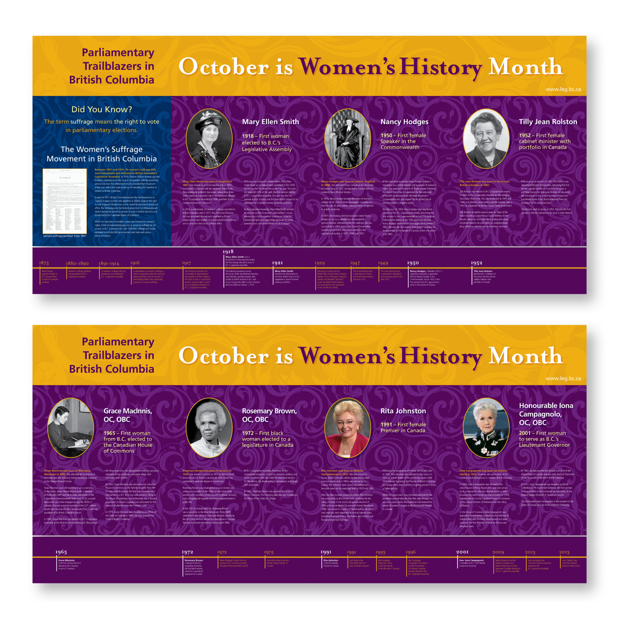 Legislative Assembly of British Columbia - Women’s History Month Display